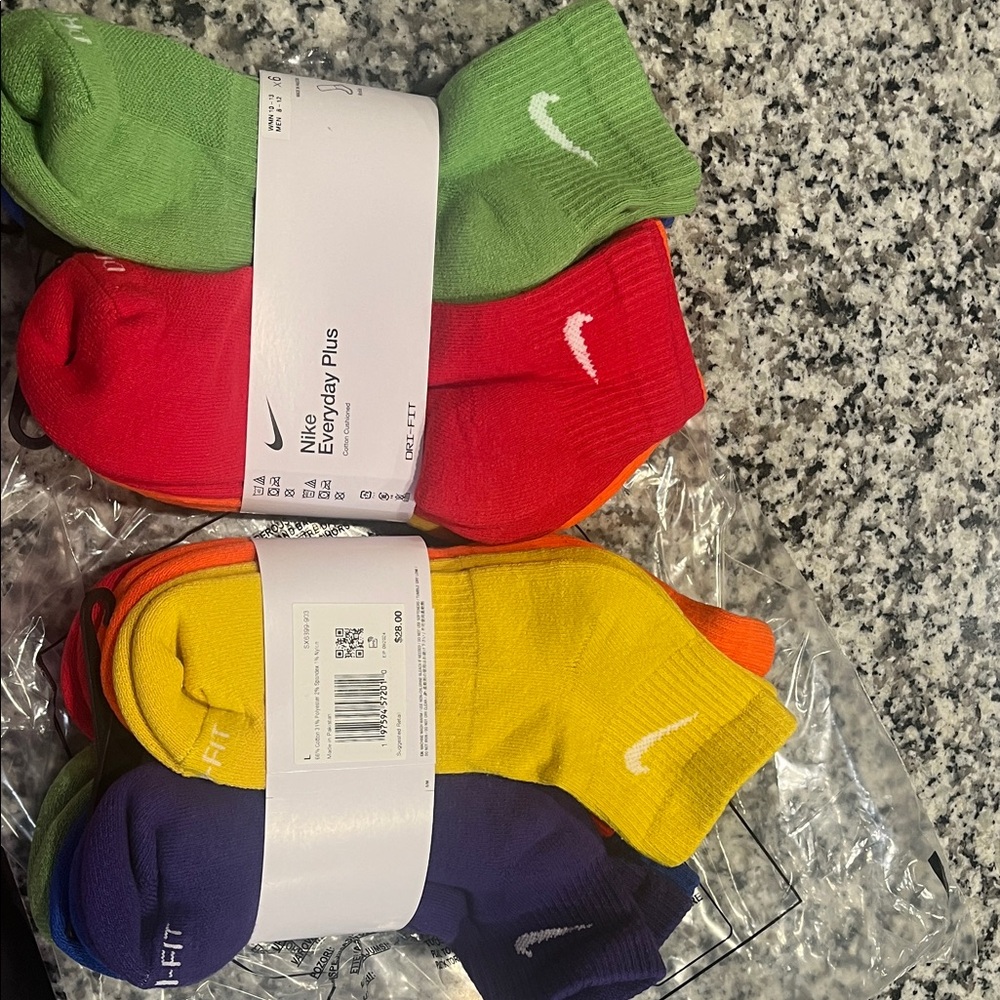 Nike Men's Colorful Athletic Socks - Red, Green, Yellow, Orange, Purple